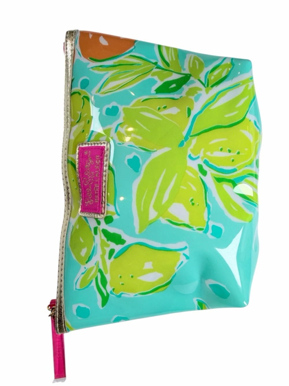 Lilly Pulitzer Turquoise Lime Orange Floral Cosmetic Pouch